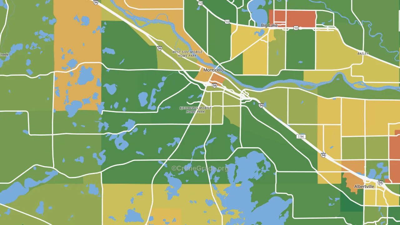 Monticello, MN Map of Assault Rates