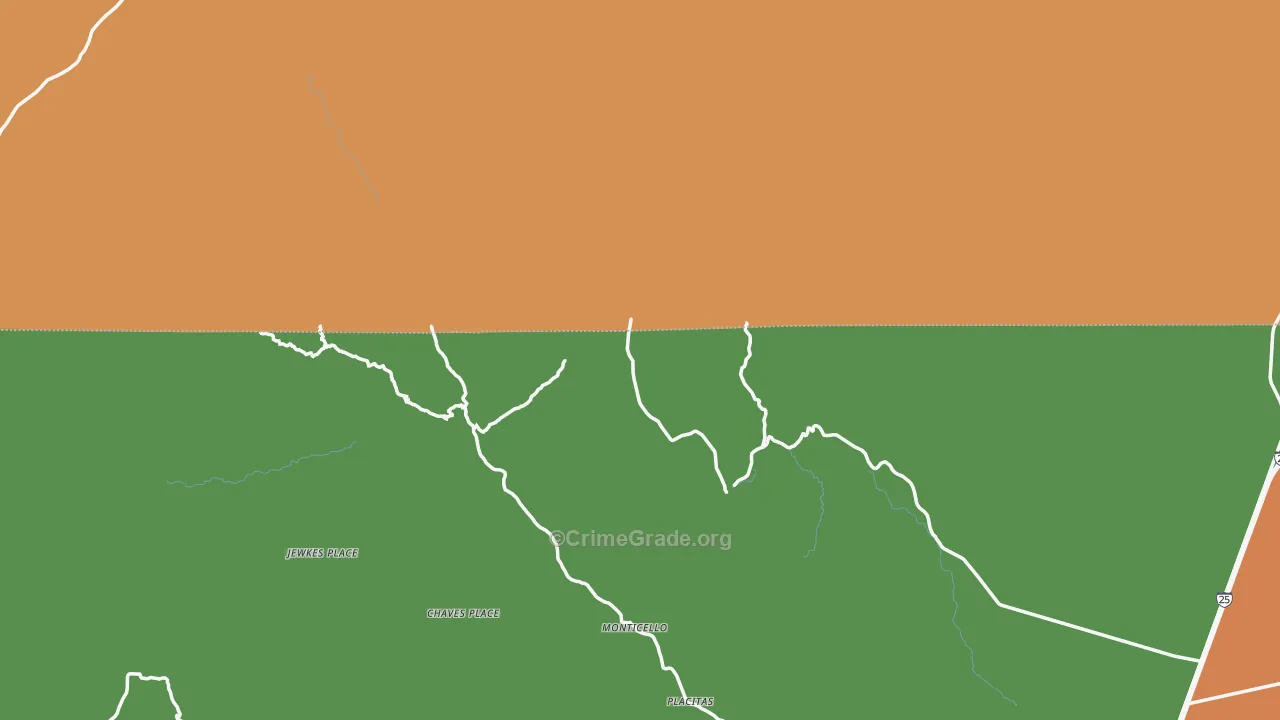 Monticello, NM Map of Assault Rates