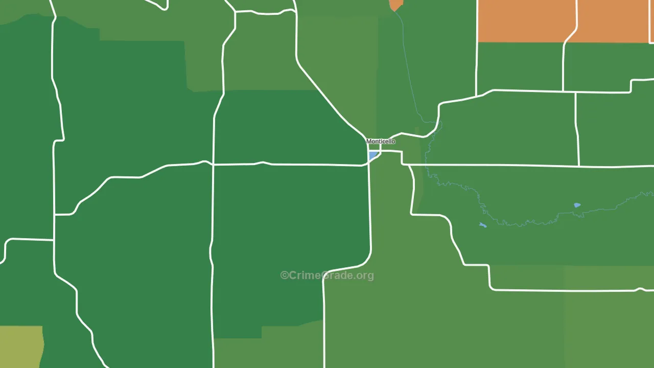 Monticello, WI Map of Assault Rates