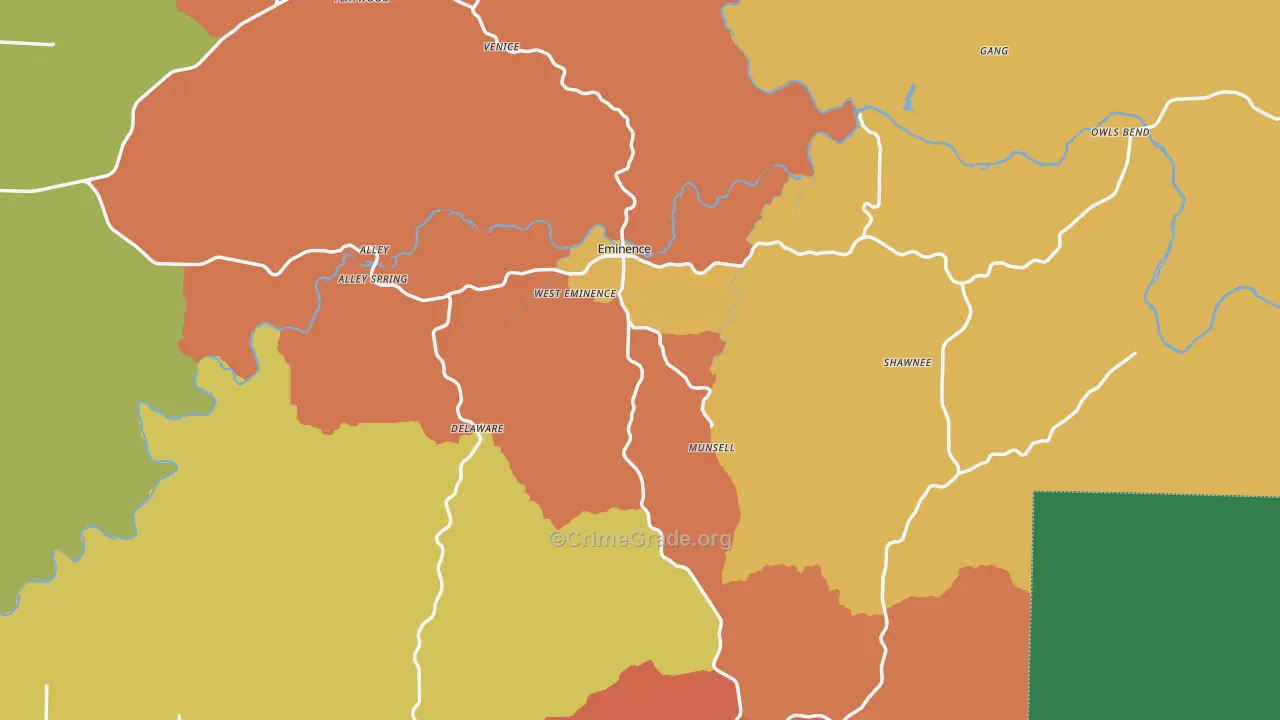 Montier, MO Map of Assault Rates