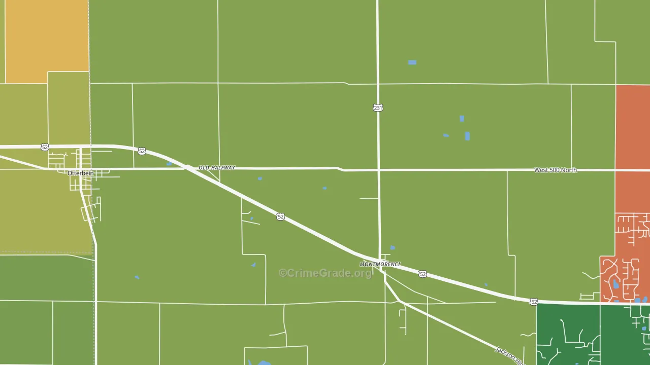 Montmorenci, IN Map of Assault Rates