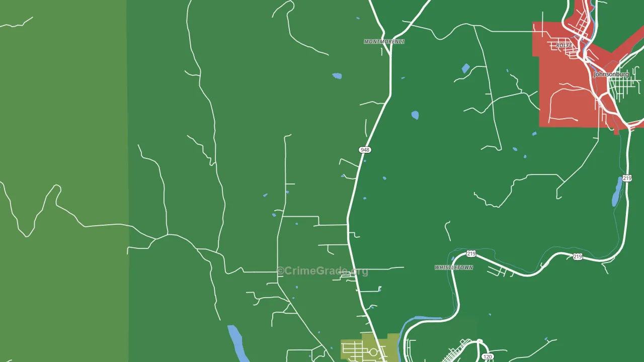 Montmorenci, PA Map of Assault Rates
