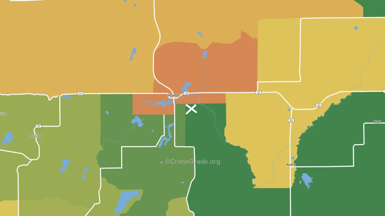 Montmorency County, MI Map of Assault Rates