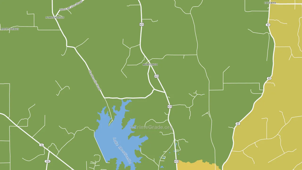 Montongo, AR Map of Assault Rates