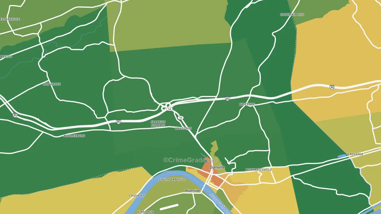 Montour County, PA Map of Assault Rates