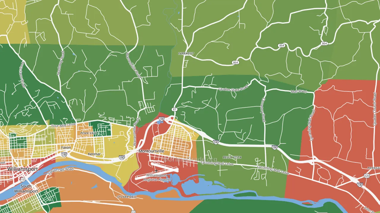 Montoursville, PA Map of Assault Rates