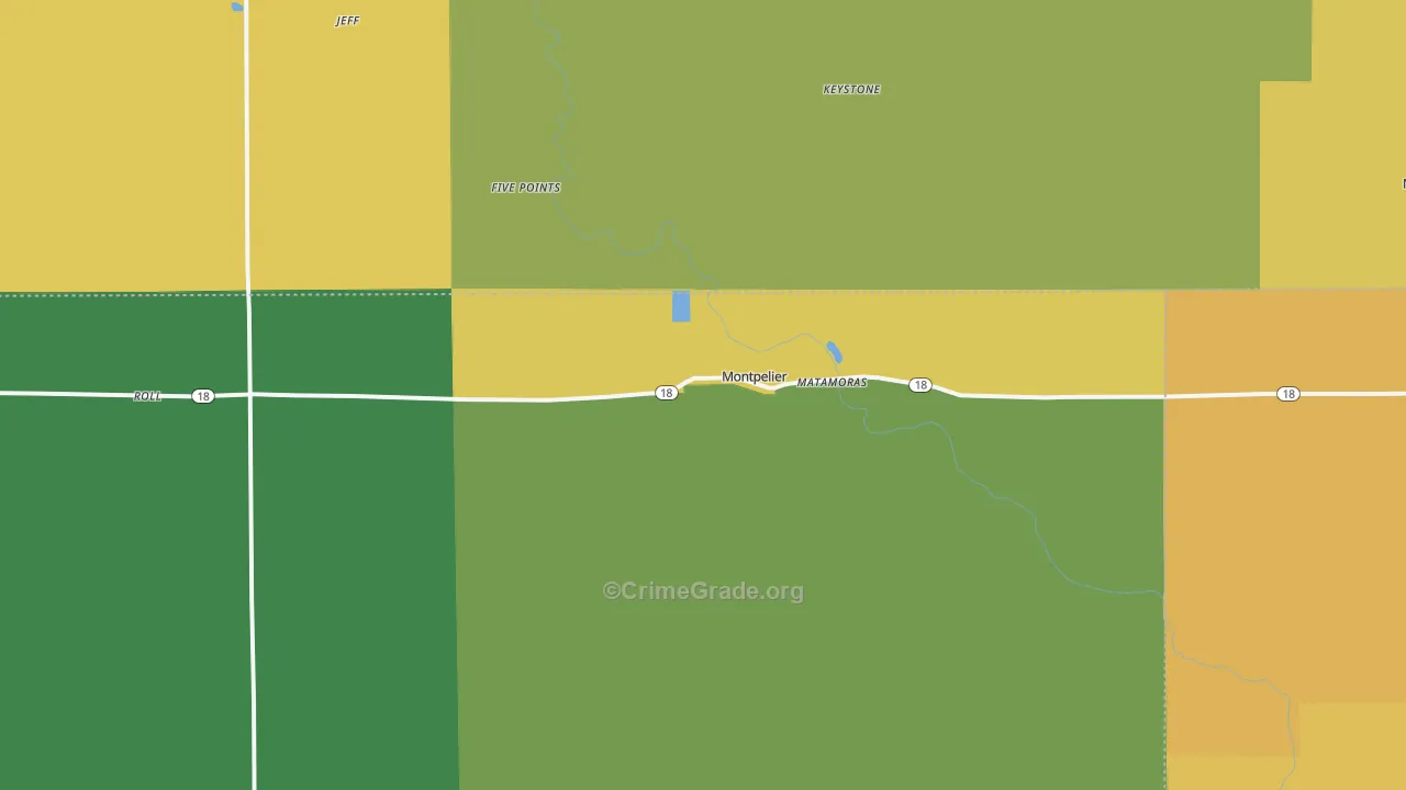 Montpelier, IN Map of Assault Rates