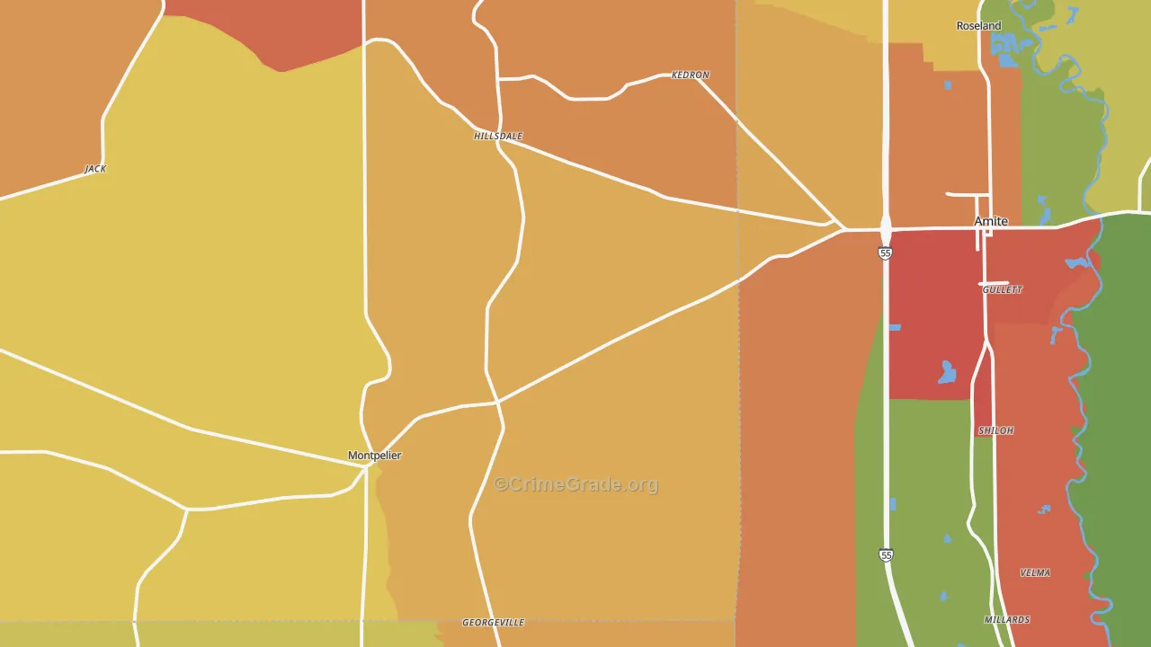 Montpelier, LA Map of Assault Rates