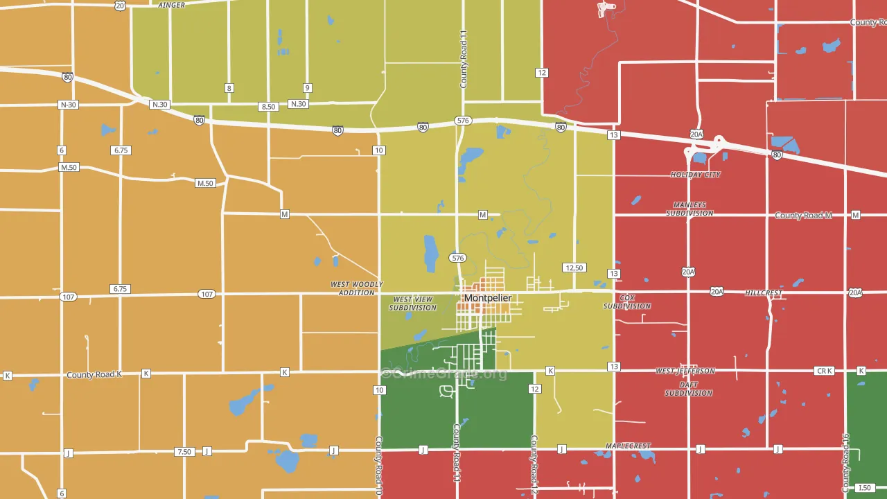 Montpelier, OH Map of Assault Rates