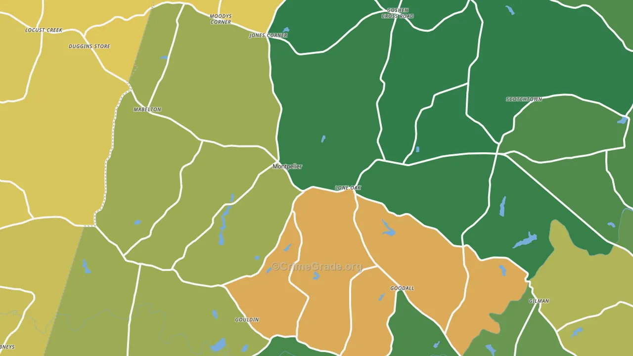 Montpelier, VA Map of Assault Rates