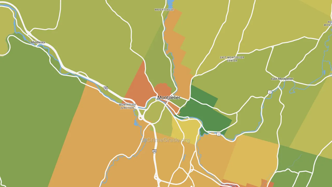 Montpelier, VT Map of Assault Rates