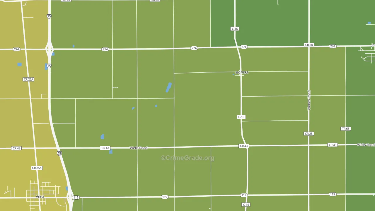 Montra, OH Map of Assault Rates