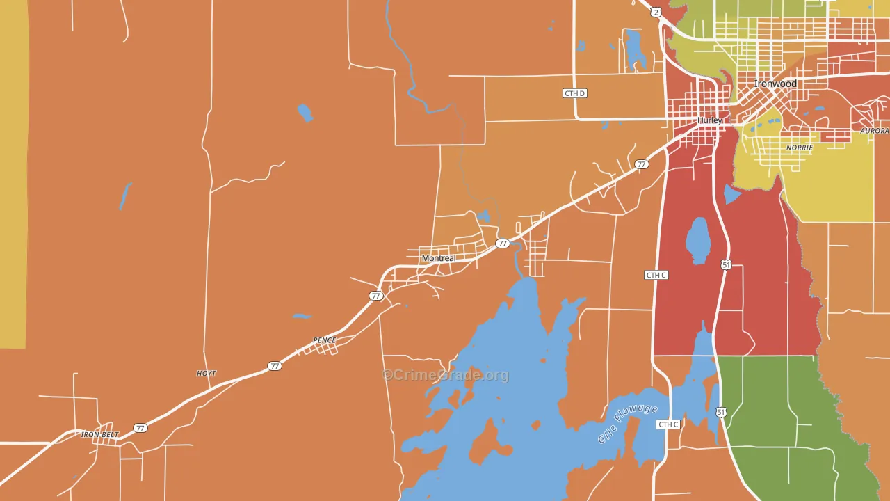Montreal, WI Map of Assault Rates