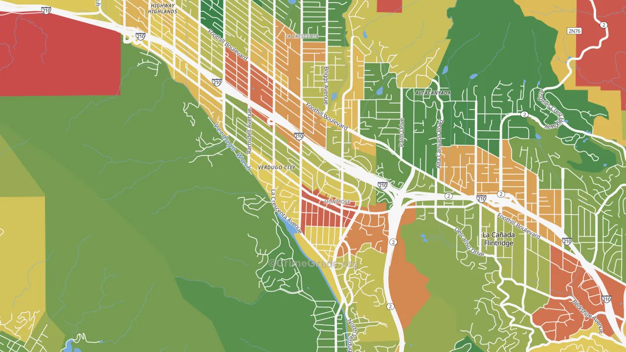 Montrose, CA Map of Assault Rates