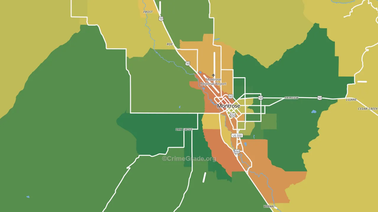 Montrose County, CO Map of Assault Rates