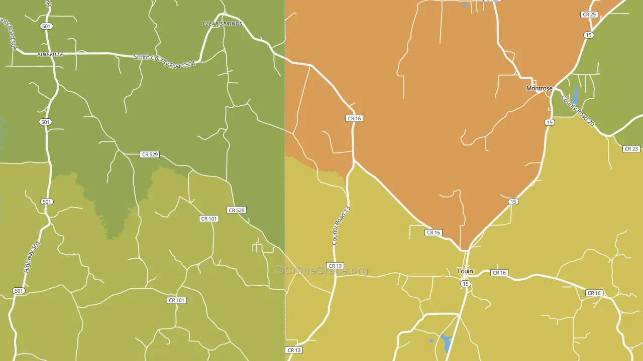 Montrose, MS Map of Assault Rates