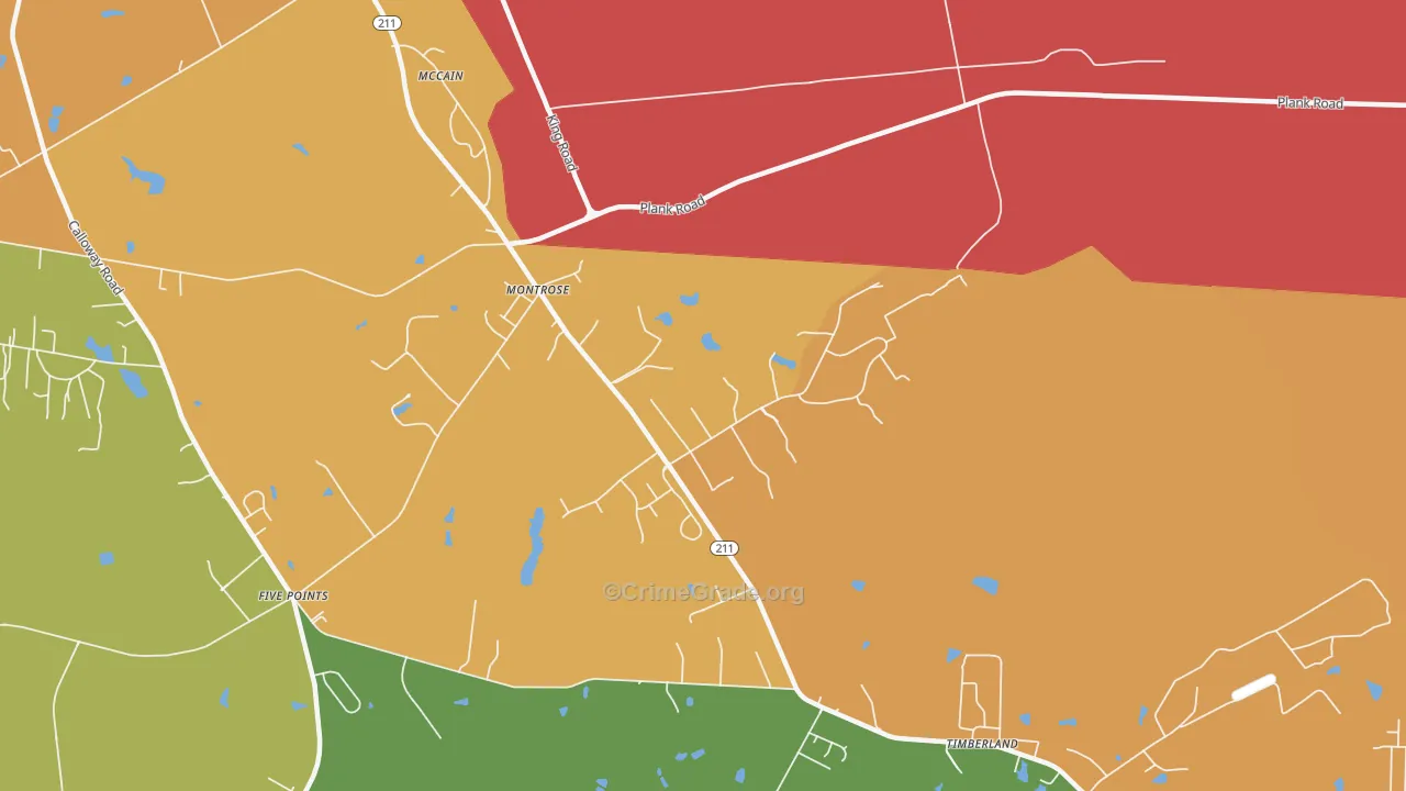 Montrose, NC Map of Assault Rates