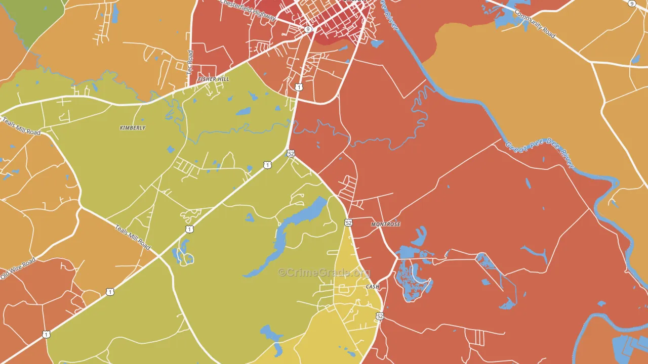 Montrose, SC Map of Assault Rates