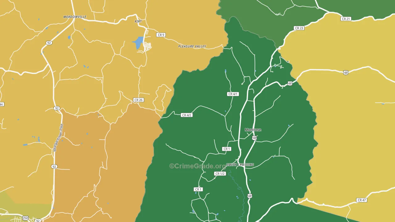 Montrose, WV Map of Assault Rates