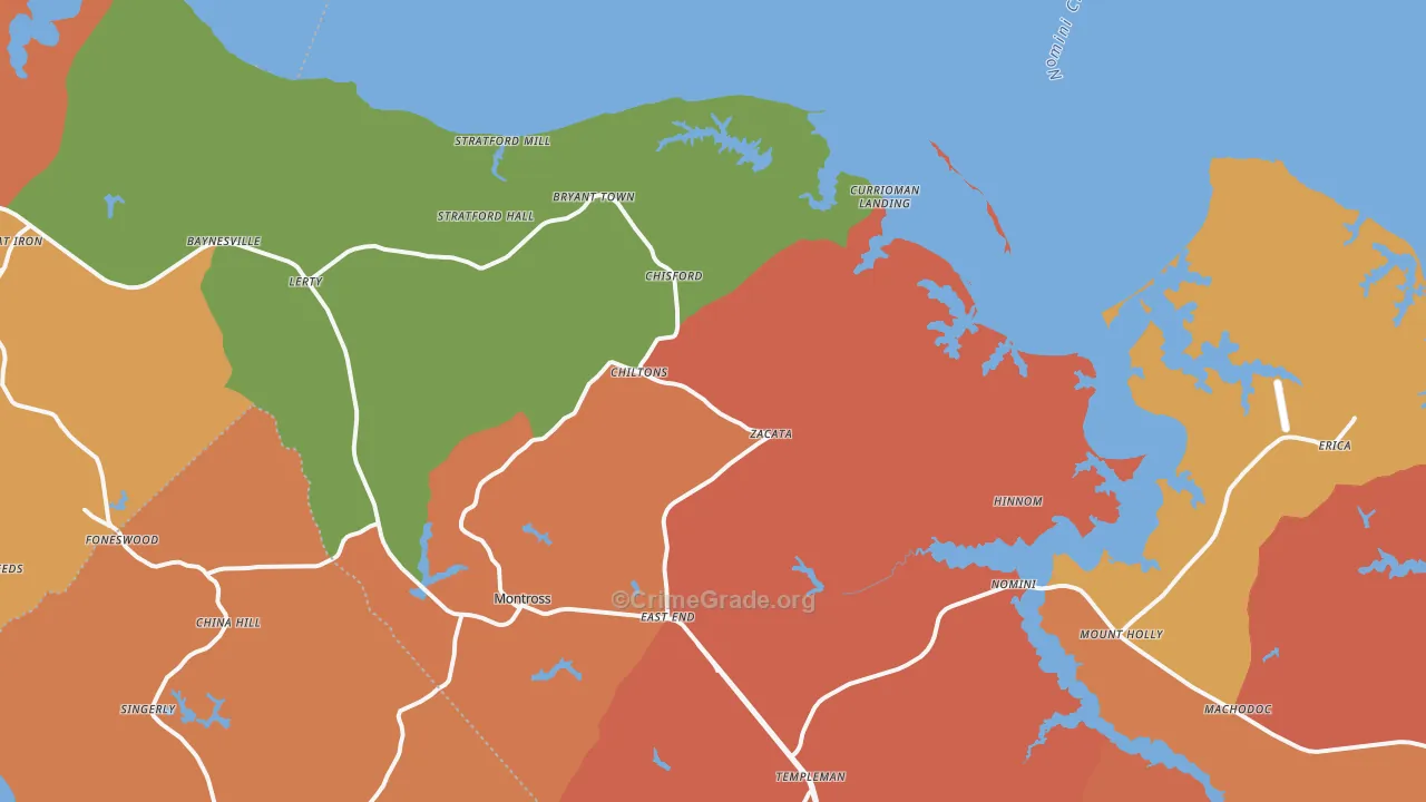 Montross, VA Map of Assault Rates