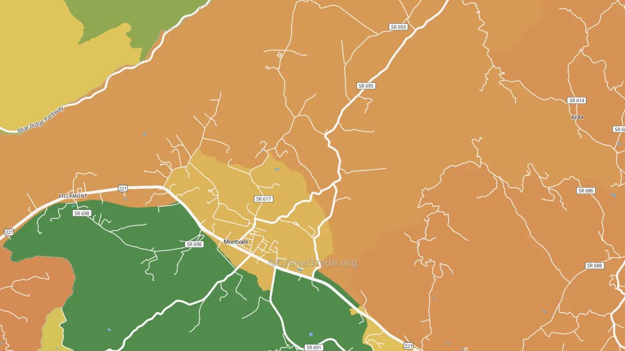 Montvale, VA Map of Assault Rates
