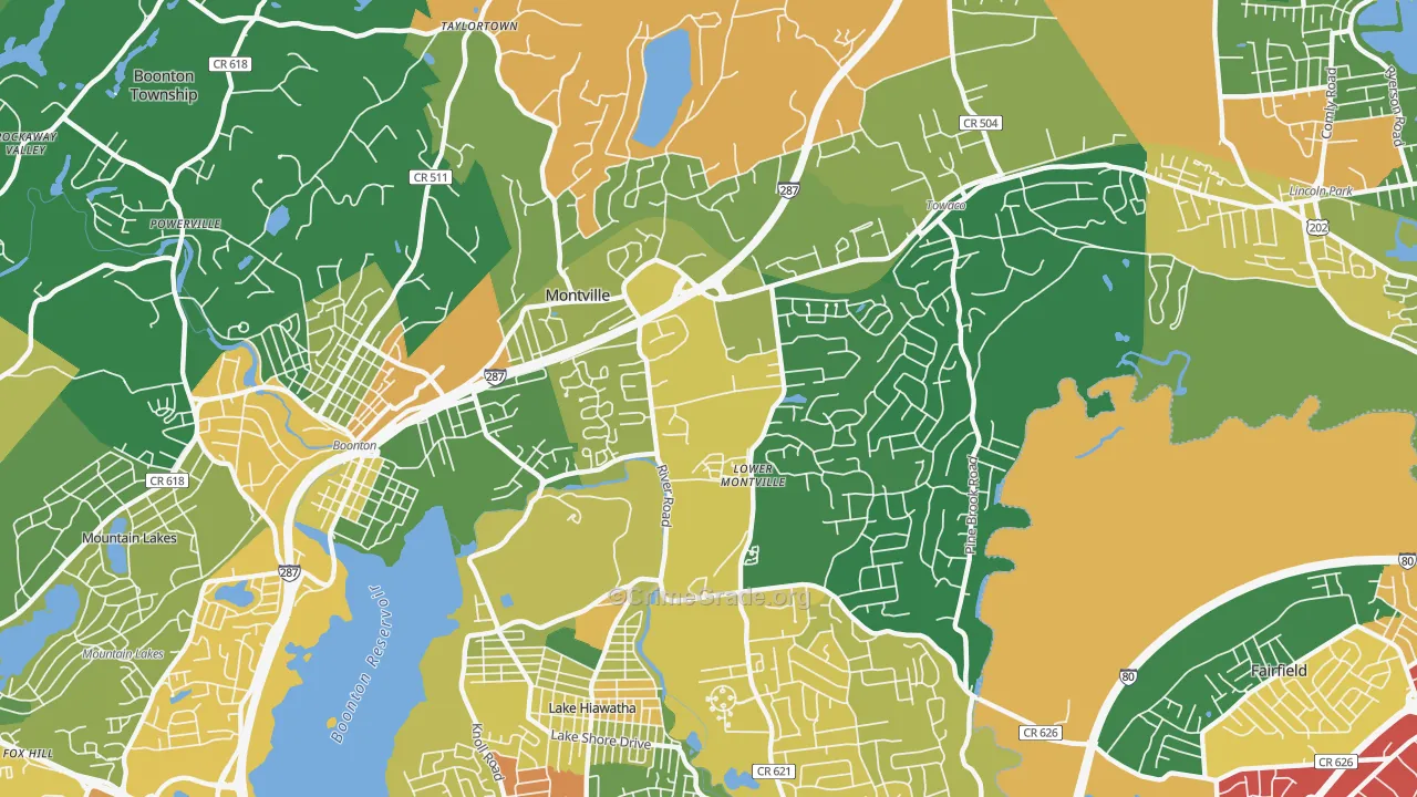 Montville, NJ Map of Assault Rates