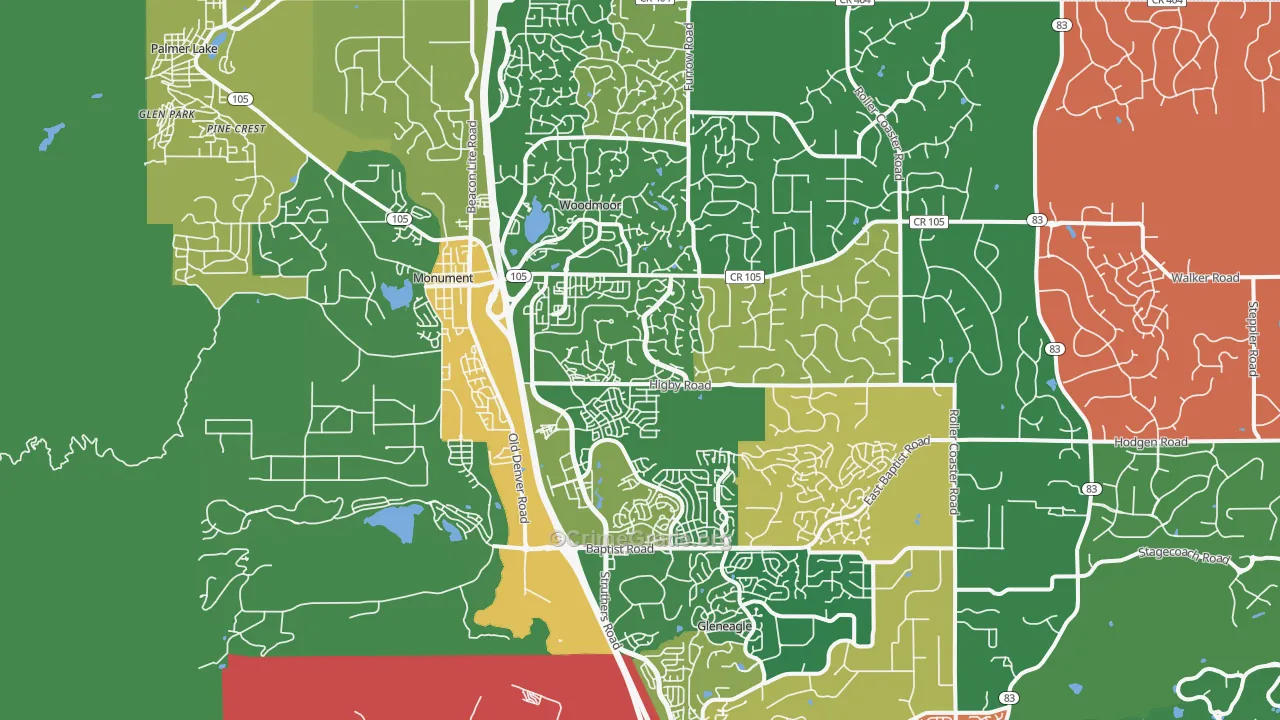 Monument, CO Map of Assault Rates