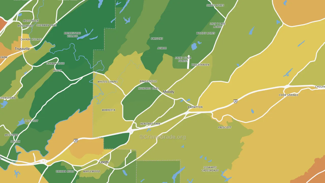 Moody, AL Map of Assault Rates