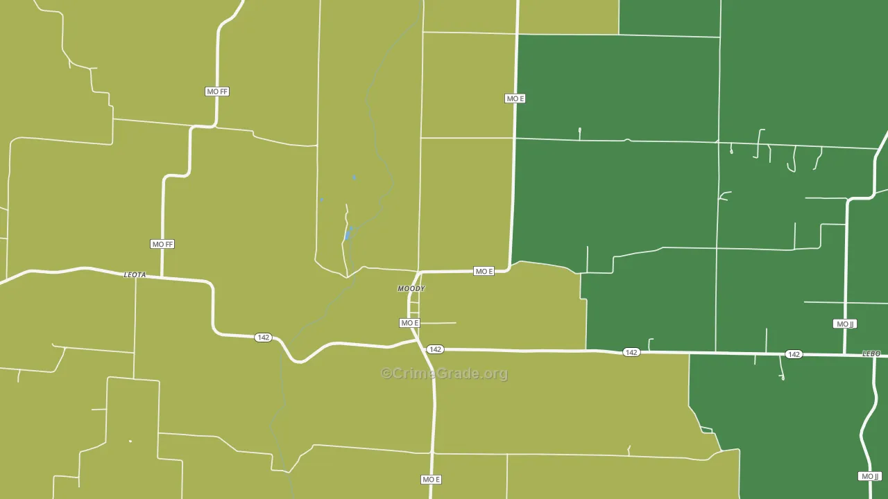 Moody, MO Map of Assault Rates