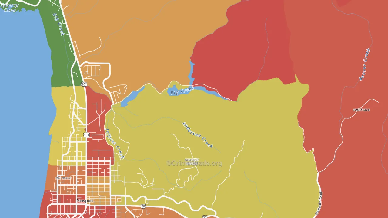 Moody, OR Map of Assault Rates