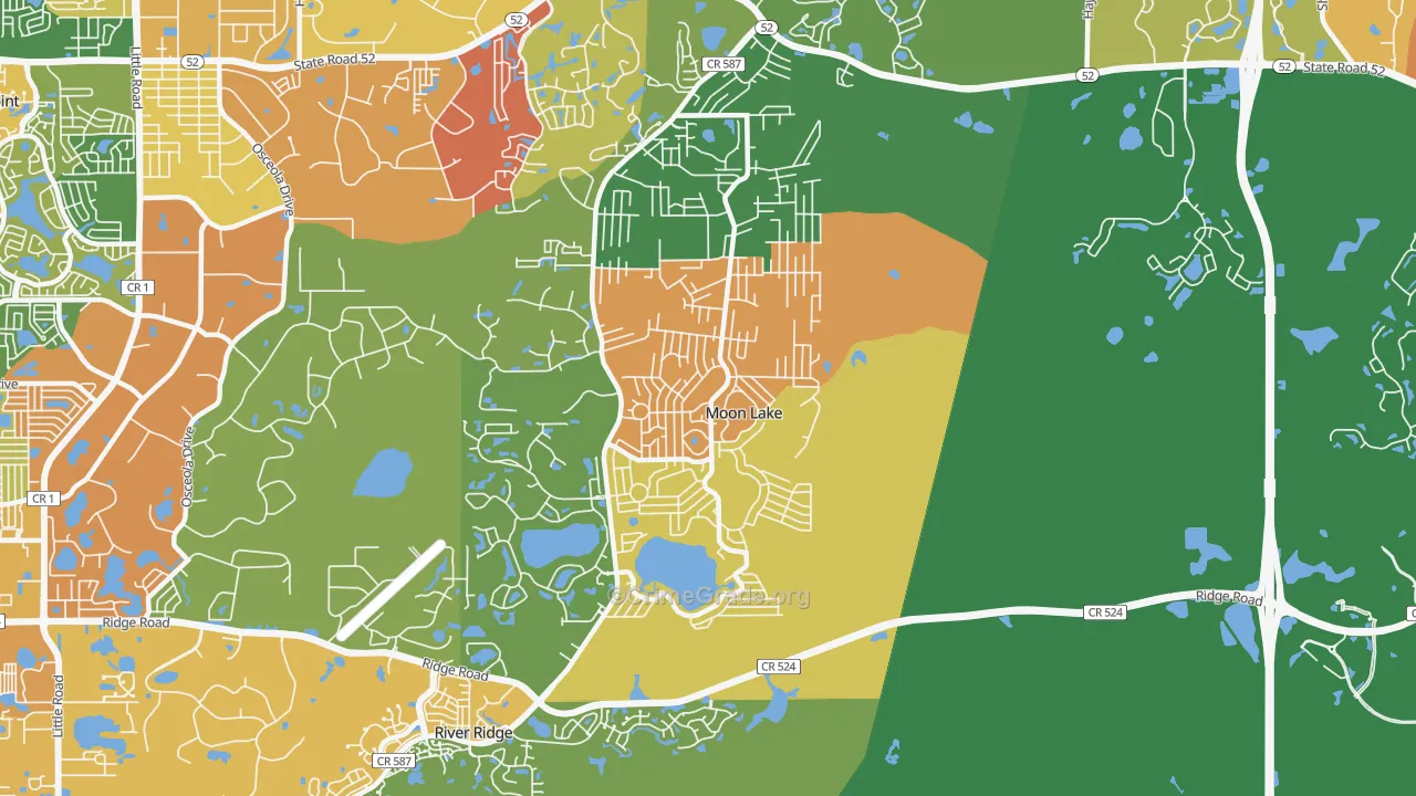Moon Lake, FL Map of Assault Rates