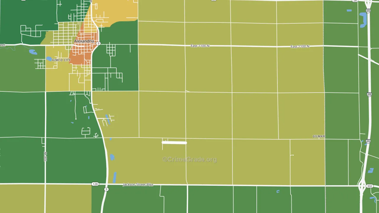Moonville, IN Map of Assault Rates