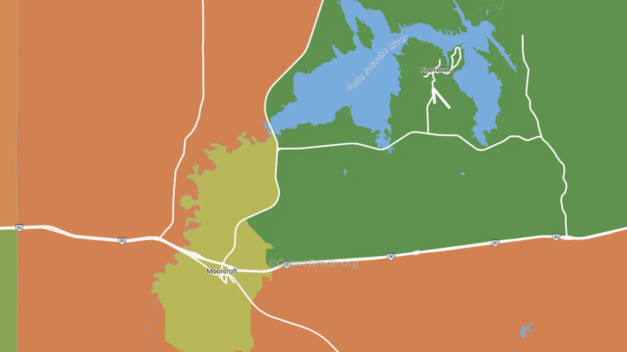 Moorcroft, WY Map of Assault Rates