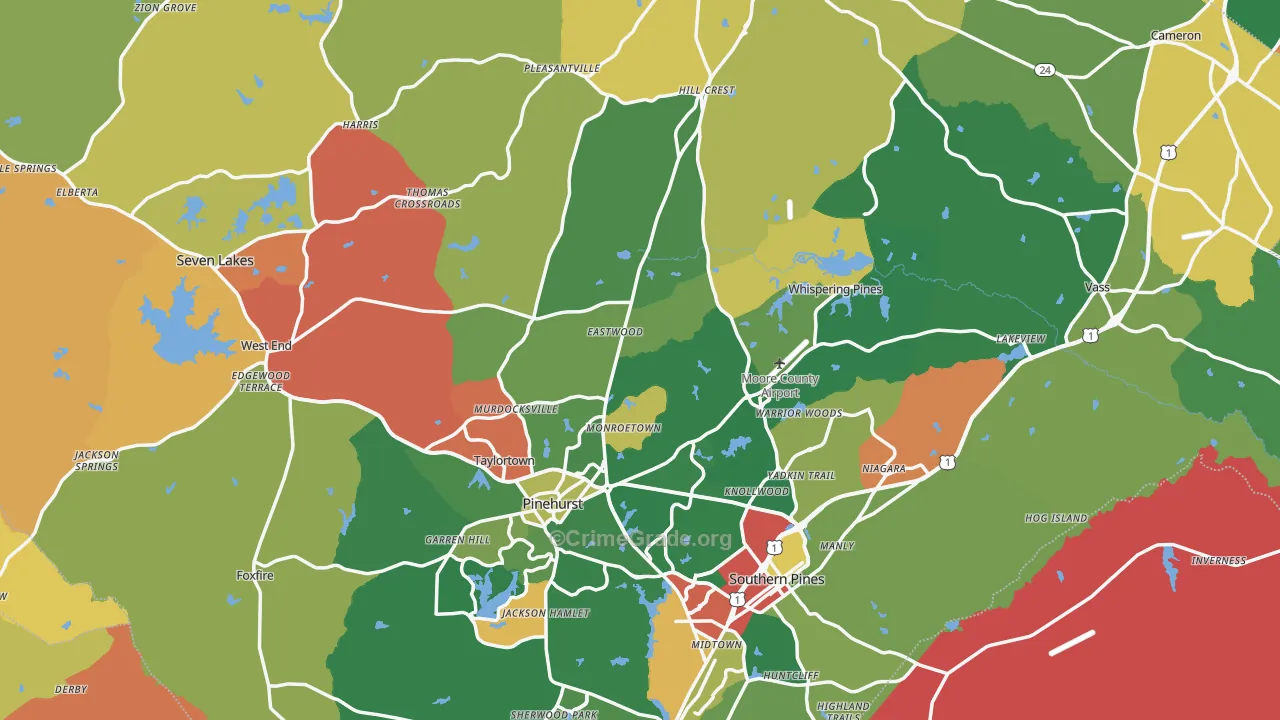 Moore County, NC Map of Assault Rates