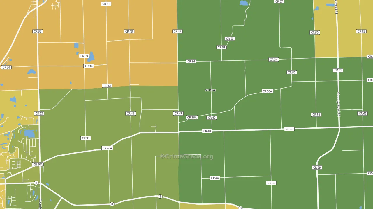 Moore, IN Map of Assault Rates