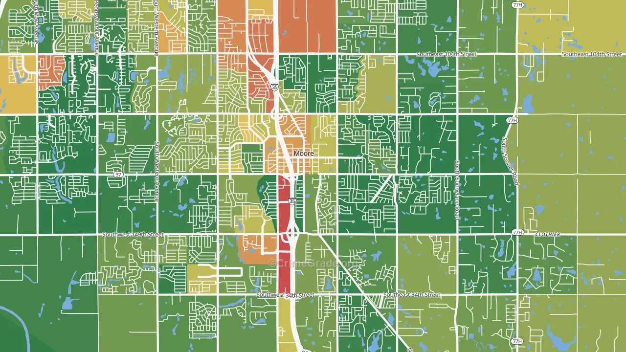 Moore, OK Map of Assault Rates