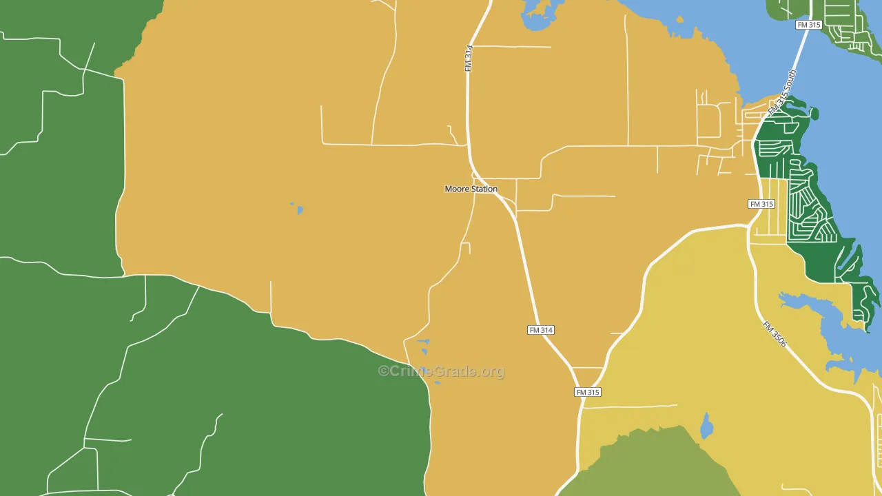 Moore Station, TX Map of Assault Rates