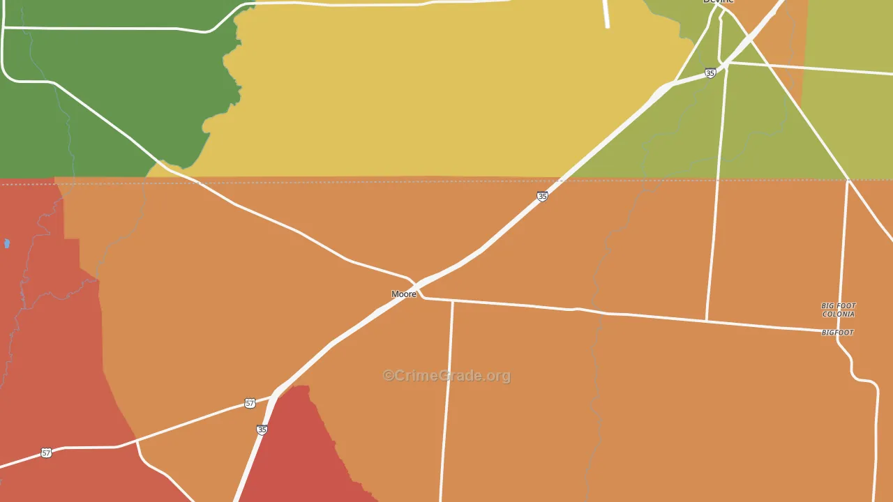 Moore, TX Map of Assault Rates