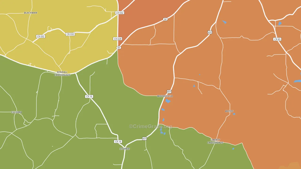 Moorefield, AL Map of Assault Rates