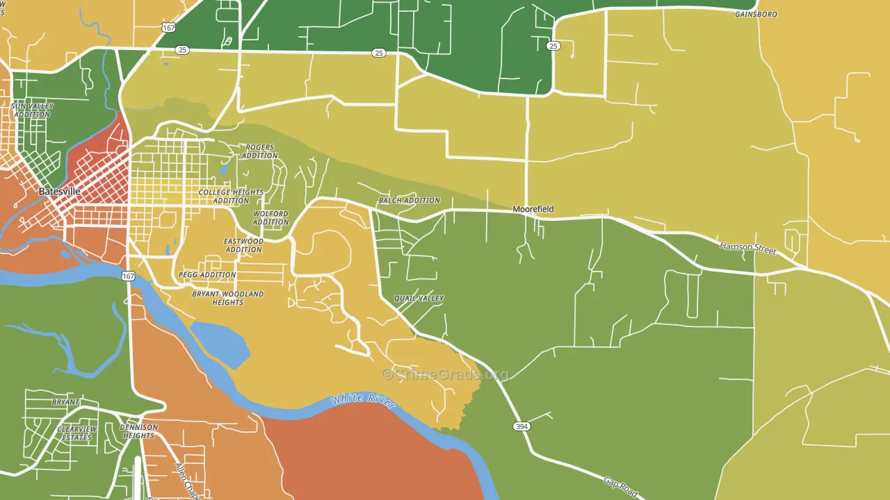 Moorefield, AR Map of Assault Rates