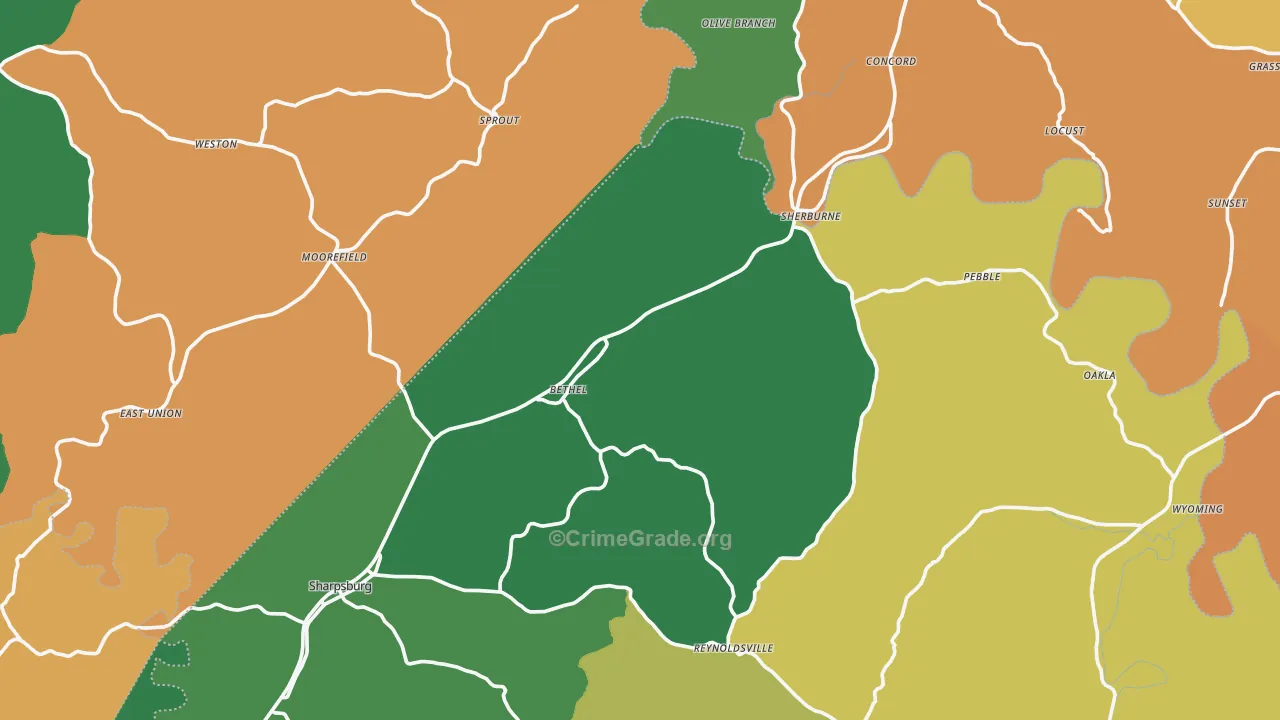 Moorefield, KY Map of Assault Rates