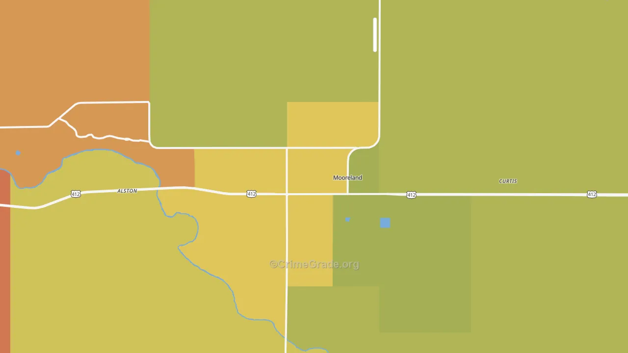 Mooreland, OK Map of Assault Rates