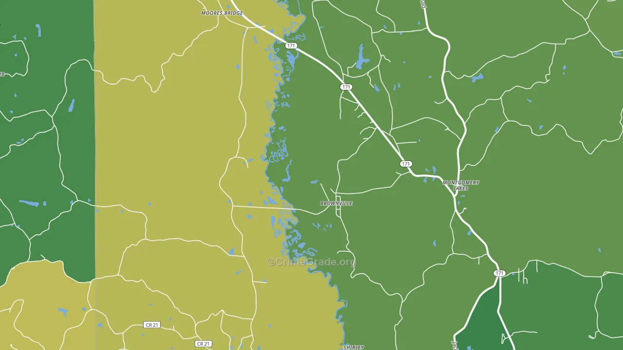 Moores Bridge, AL Map of Assault Rates
