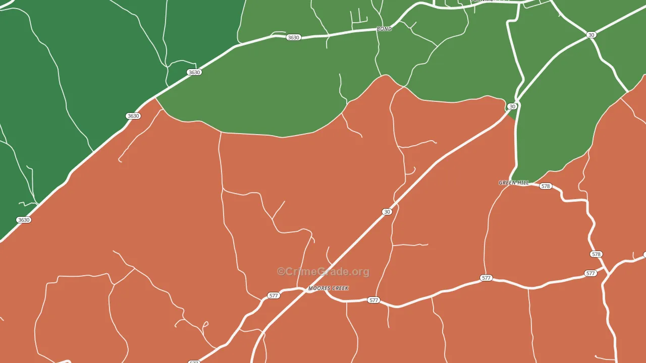 Moores Creek, KY Map of Assault Rates