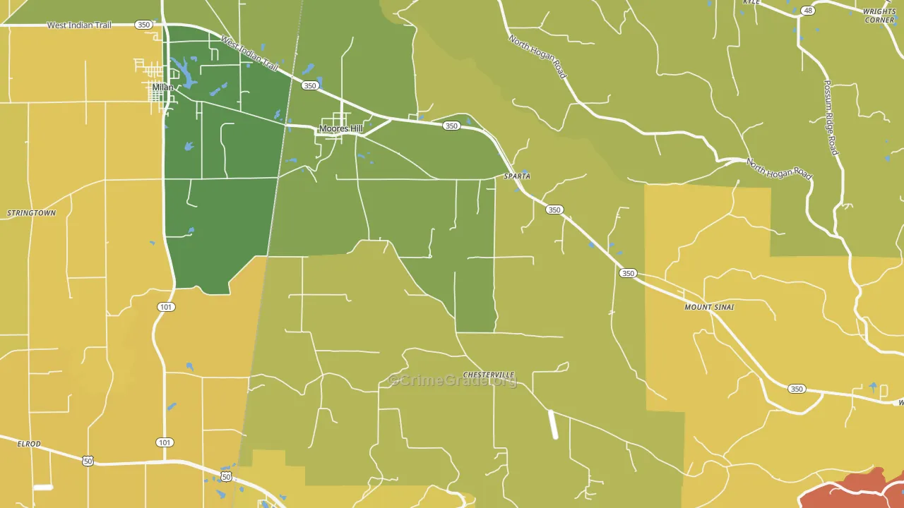 Moores Hill, IN Map of Assault Rates