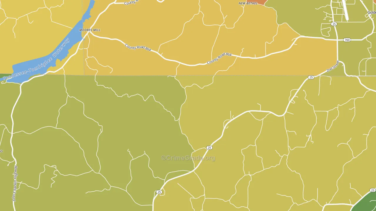 Moores Mill, MS Map of Assault Rates