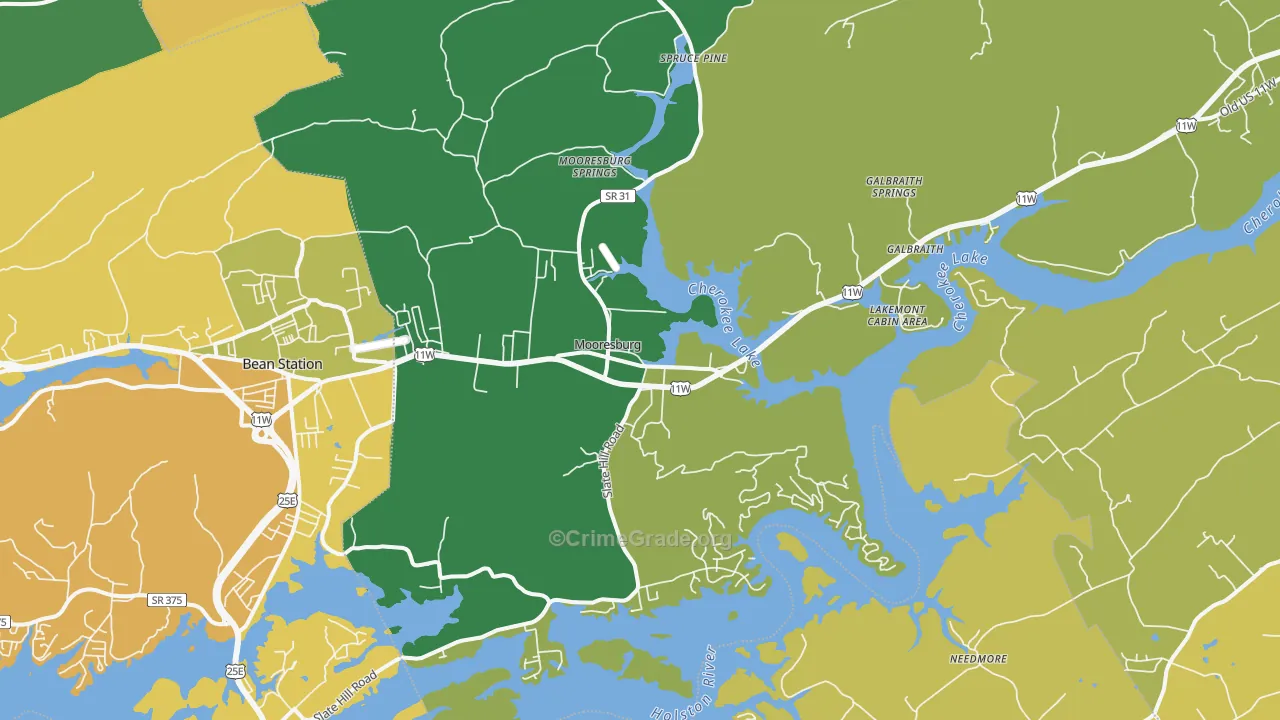 Mooresburg, TN Map of Assault Rates