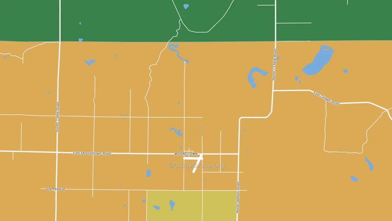Moorestown, MI Map of Assault Rates