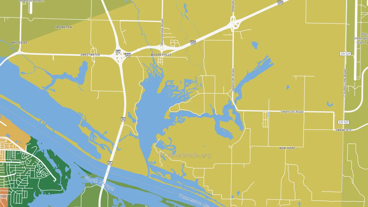 Mooresville, AL Map of Assault Rates
