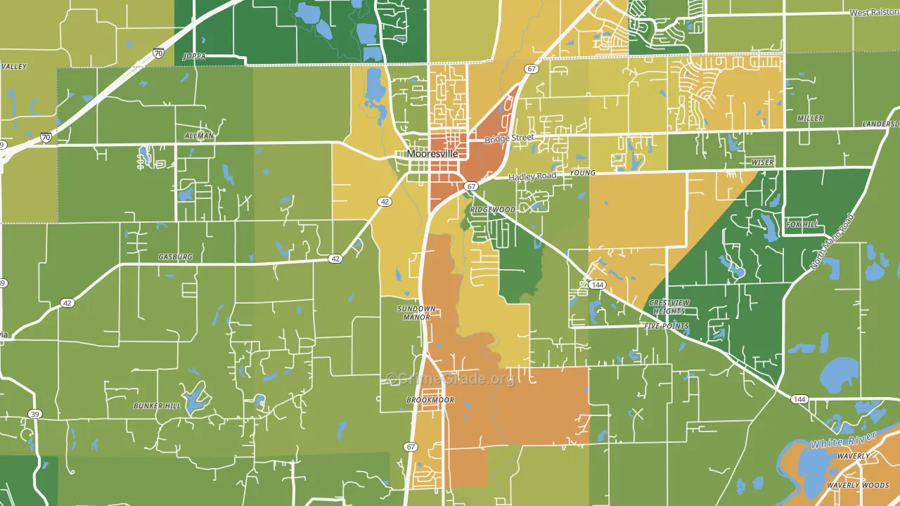 Mooresville, IN Map of Assault Rates